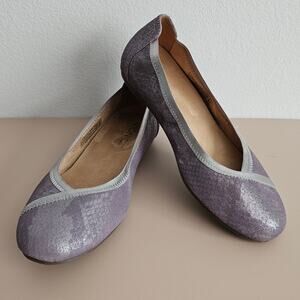 EUC VIONIC Women's Leather Caroll Pewter Purple Ballet Flats w/Arch Support 8